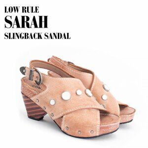 John Fluevog Low Rule Sarah Slingback Sandal Studded Leather Size 9.5
